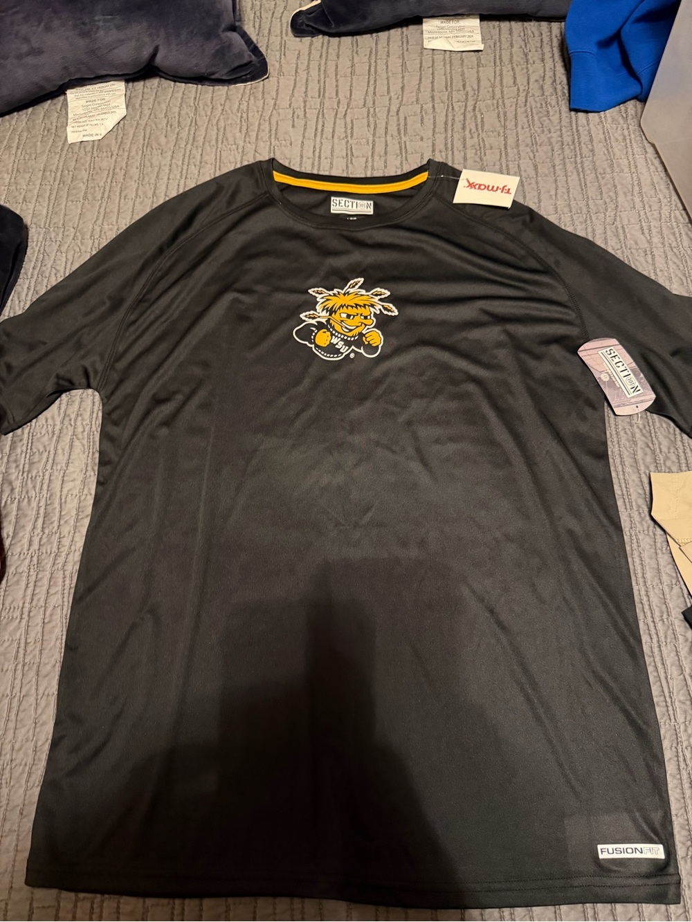 Black Athletic Short-Sleeve Tee with Yellow Mascot